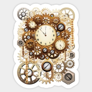 Steampunk Clocks and Gears Vintage Style Sticker